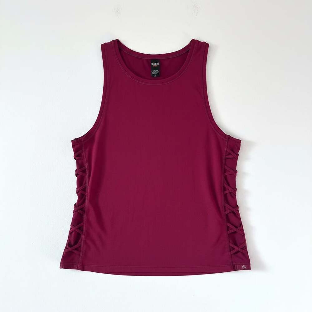Victoria Sport Lattice Side Strappy Active Tank Top Maroon Size L